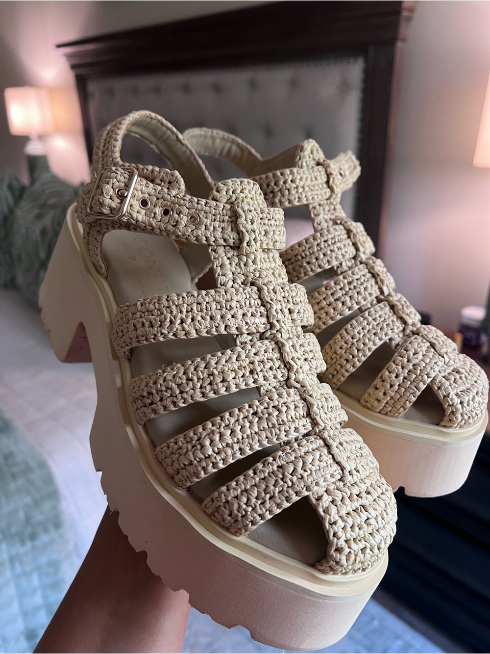 Coconuts by Matisse Chunky Woven Platform Sandals - Cream - Picture 3 of 4